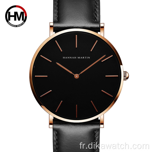 Hannah Martin CH02 Hommes Montre Top Marque de luxe Vie Étanche Quartz Montre-Bracelet Fashine En Cuir D&#39;affaires Garçons Montres